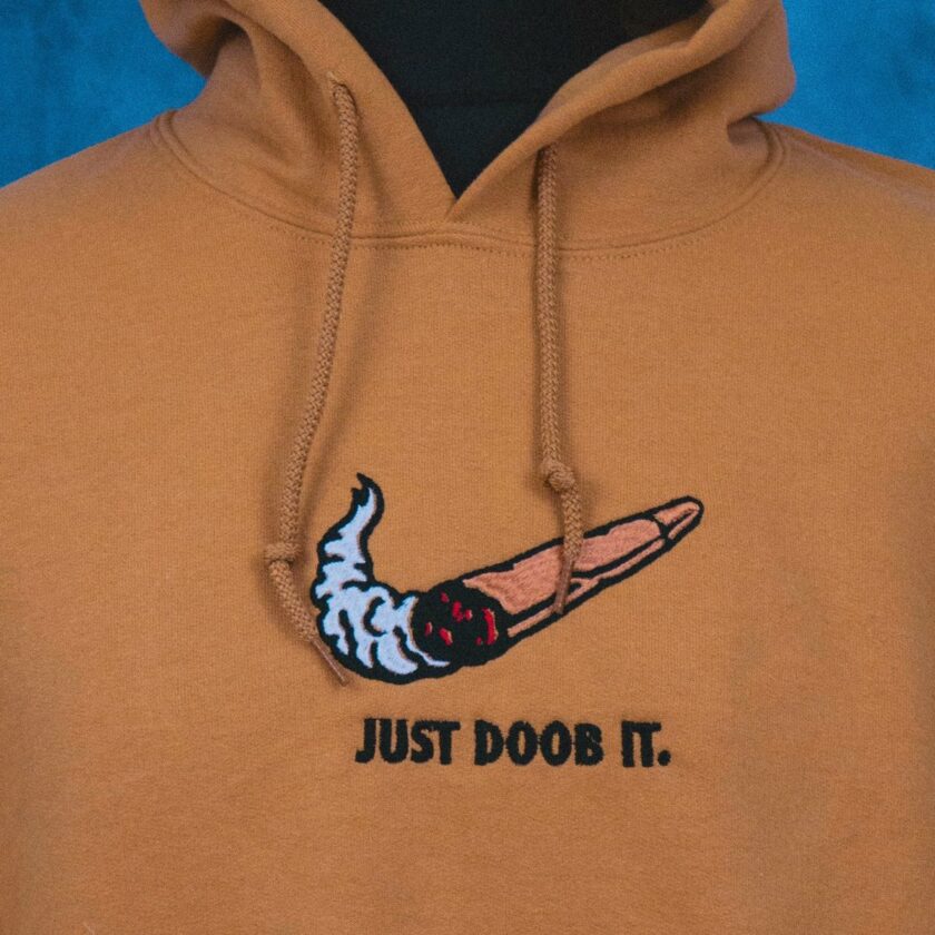 'Just Doob It' Tan Unisex Embroidered Hoodie