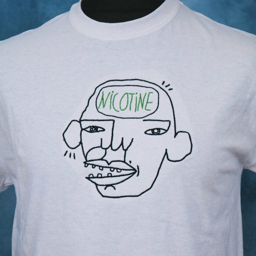 'Nicotine Head' Unisex Embroidered T-Shirt