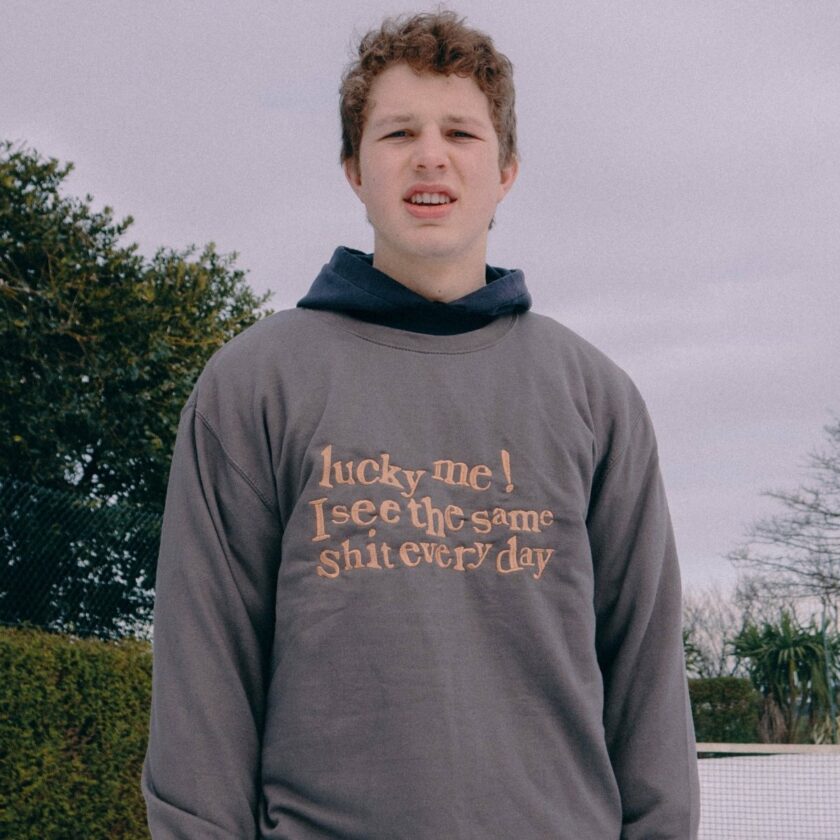 Lucky Me, I See The Same S**t... Unisex Grey Embroidered Sweater