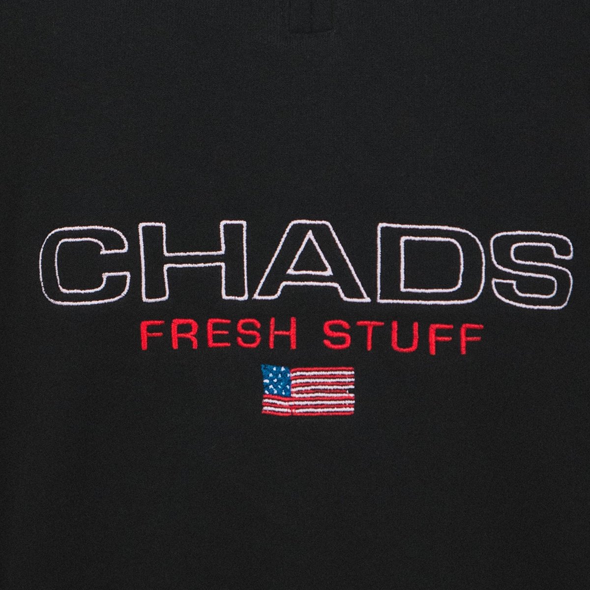 Chads Black Unisex Embroidered 1/4 Zip Sweater