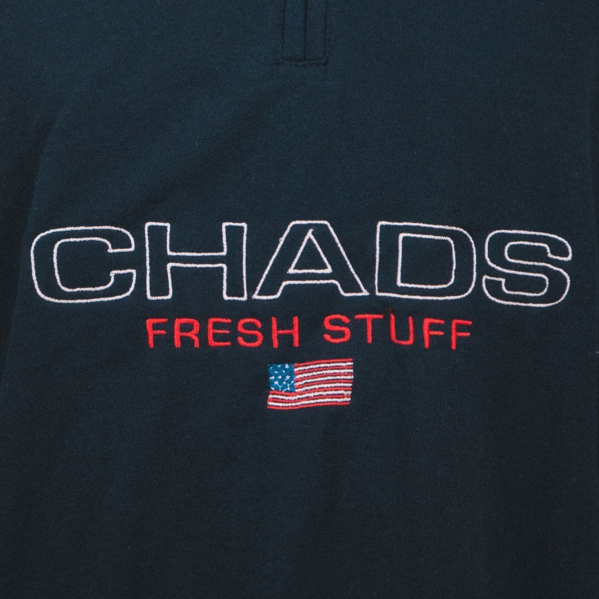 Chads Navy Unisex Embroidered 1/4 Zip Sweater