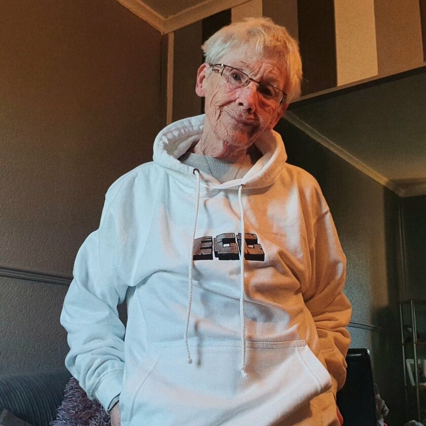 Epic Gamer Grandma - Minecraft EGG White Embroidered Hoodie