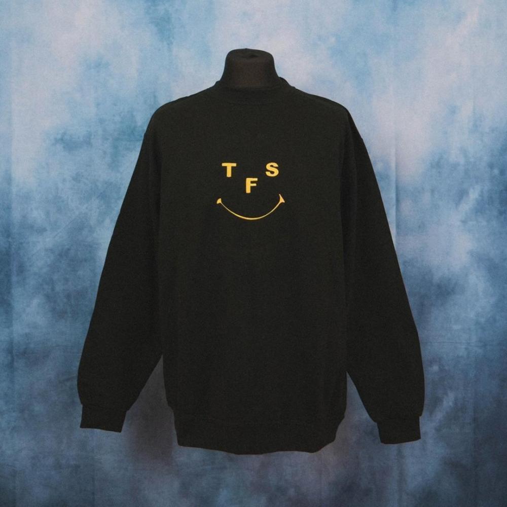 TFS Smile Black Unisex Embroidered Sweater