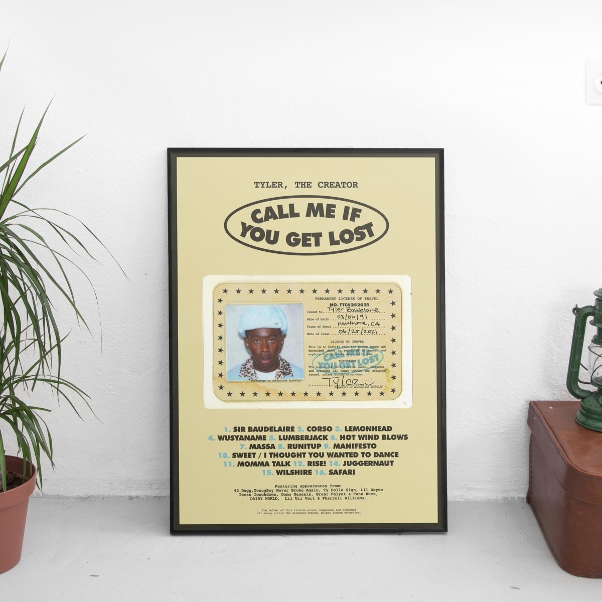 Tyler The Creator - Call Me If You Get Lost Tracklist Poster