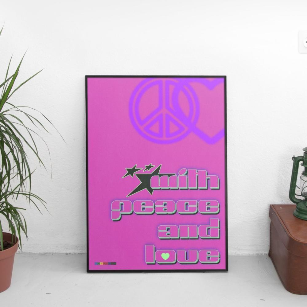 With Peace And Love Retro Poster