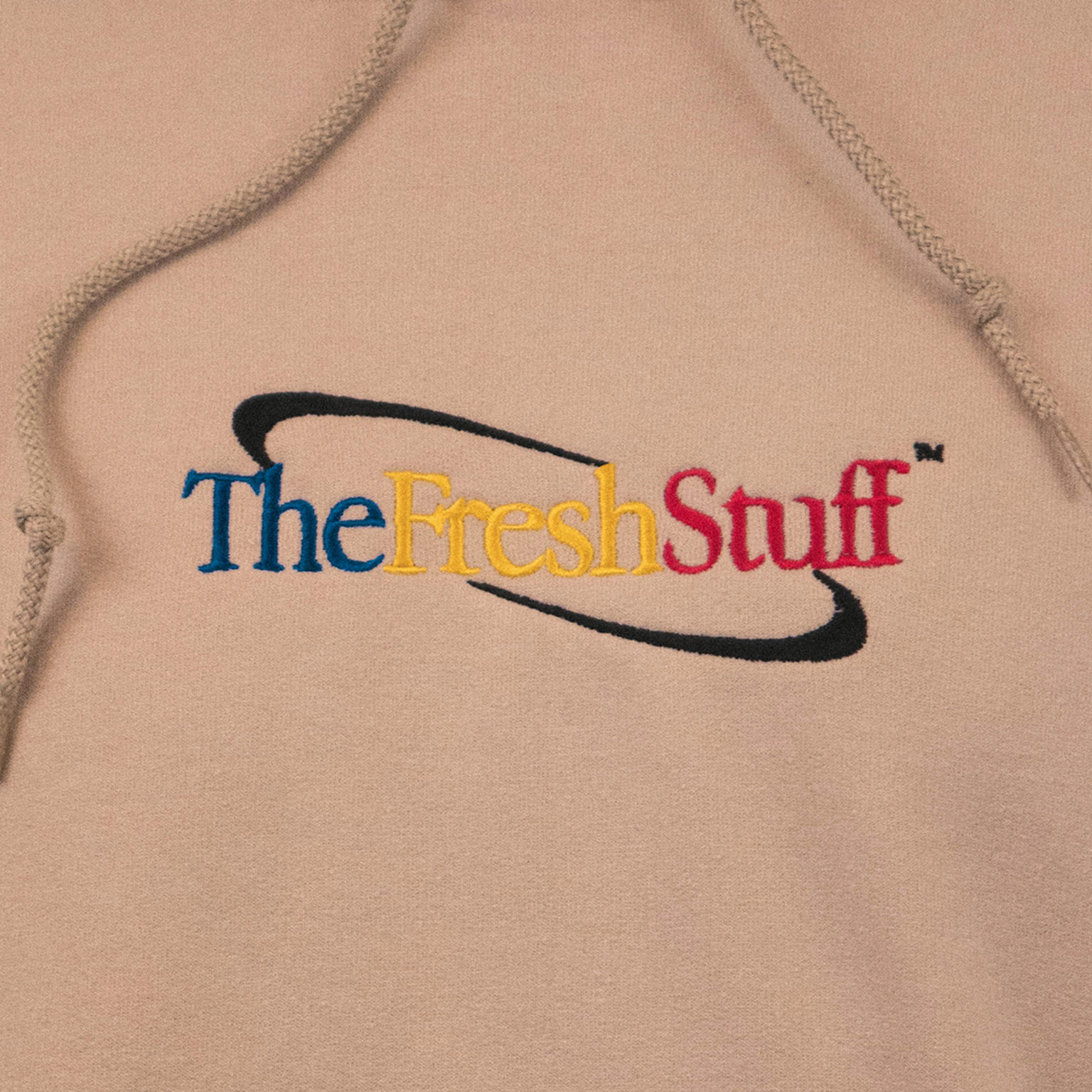 The Fresh Stuff – Retro Logo Unisex Embroidered Hoodie (Sand)