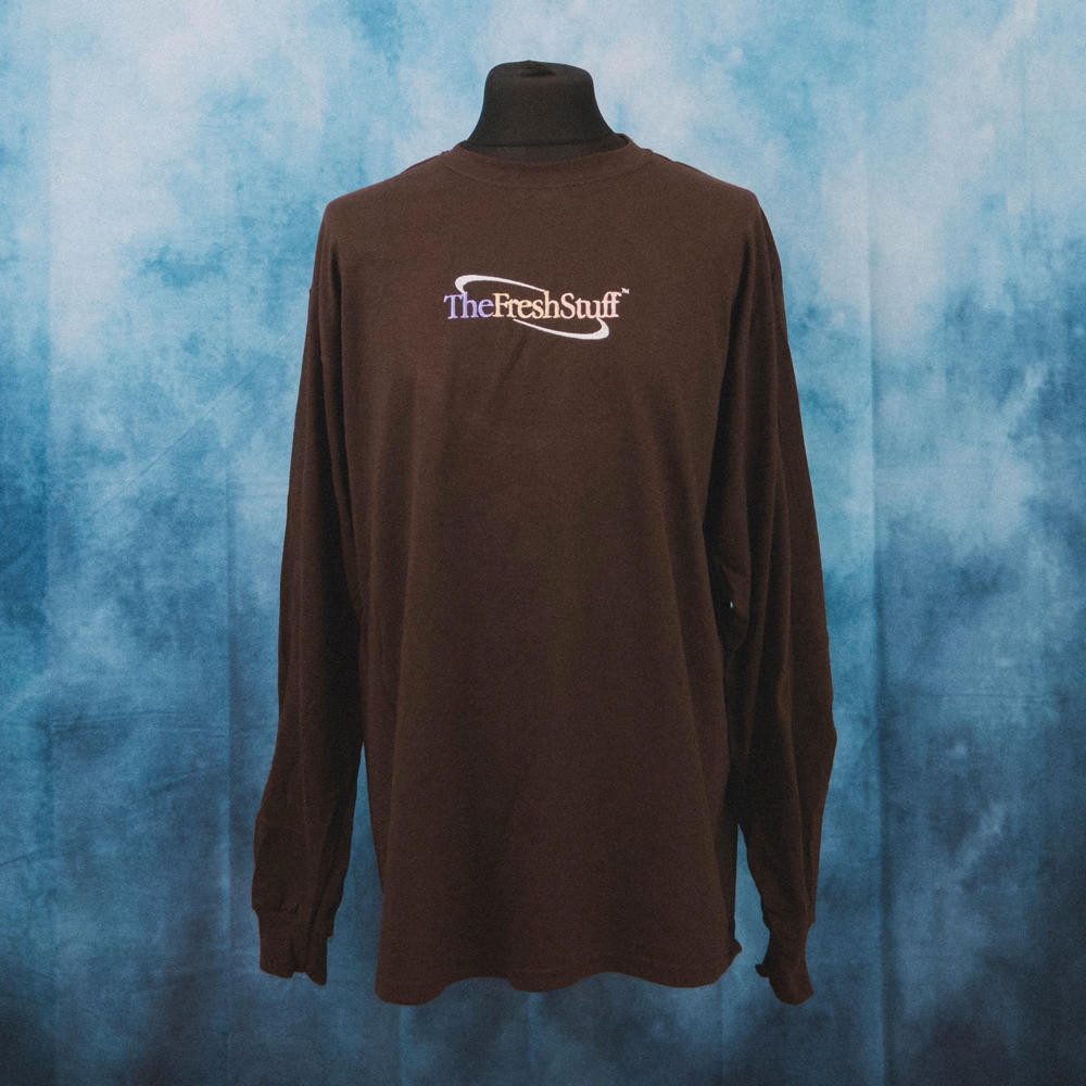 The Fresh Stuff - Retro Logo Unisex Embroidered Long Sleeve T-Shirt (Brown)