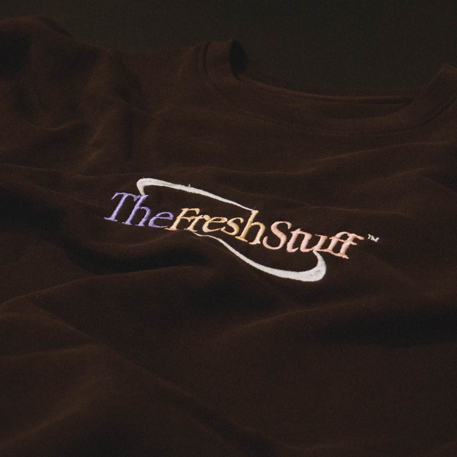 The Fresh Stuff - Retro Logo Unisex Embroidered Premium Heavy Sweater (Brown)
