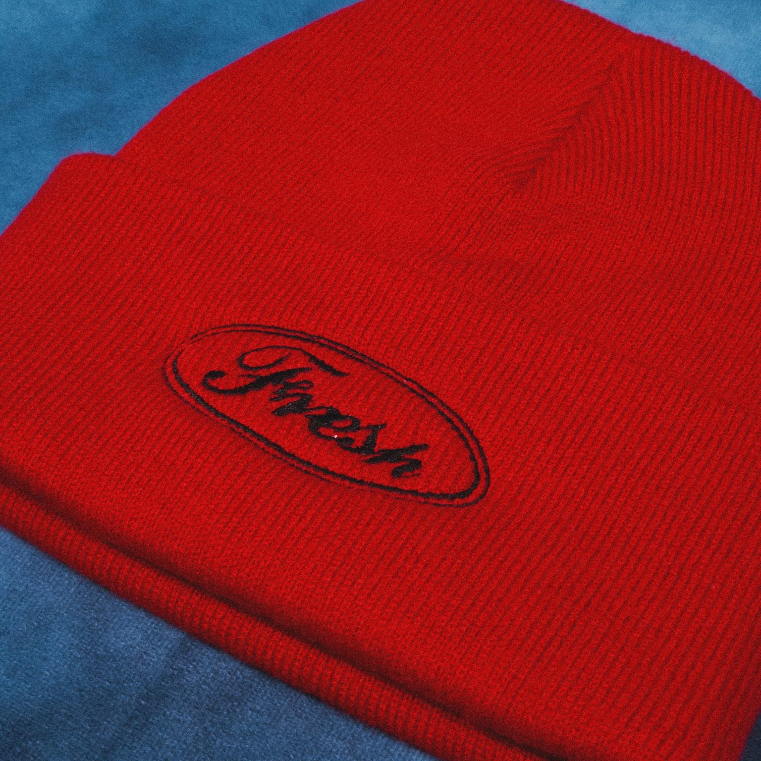 Fresh Motors – Red Embroidered Beanie