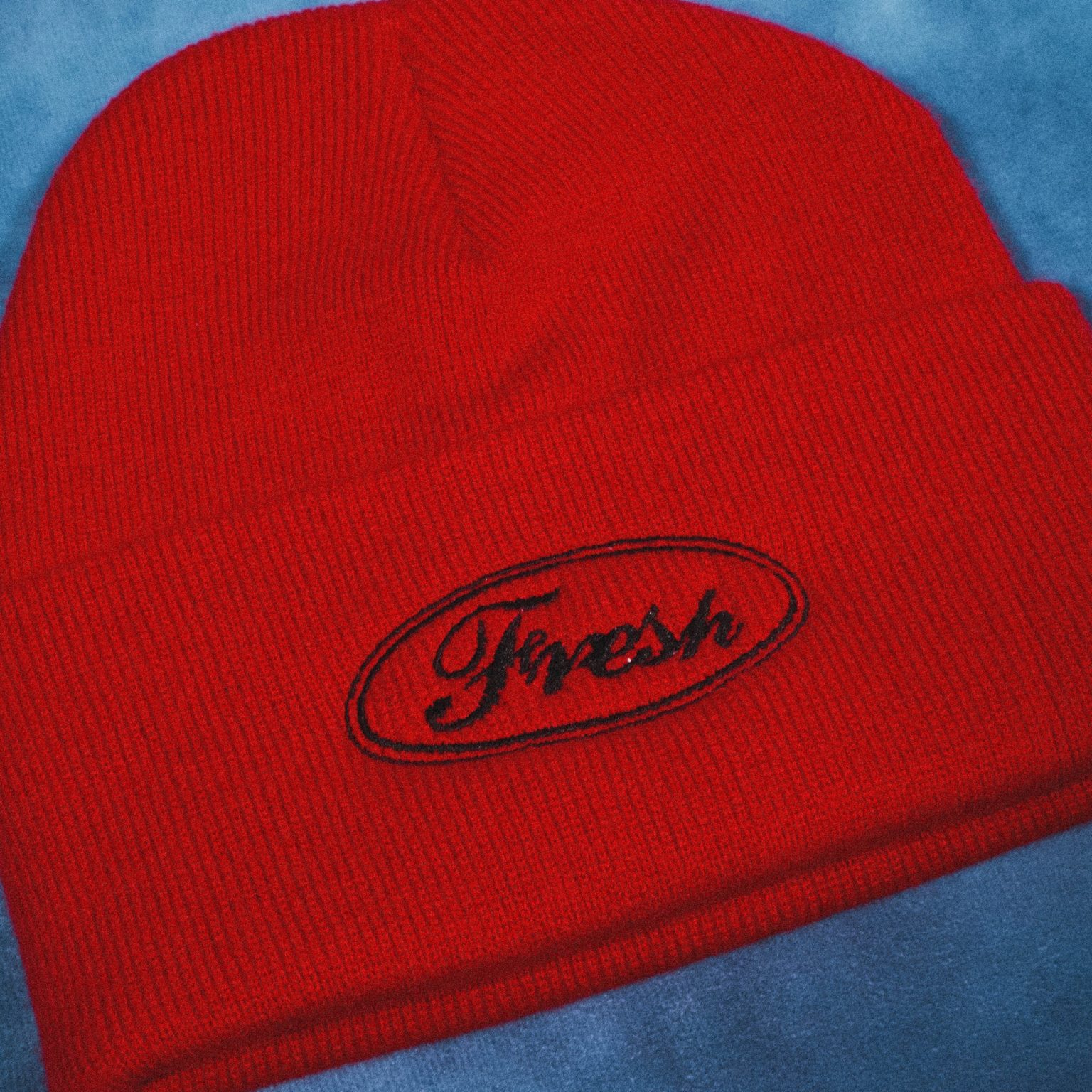 Fresh Motors – Red Embroidered Beanie