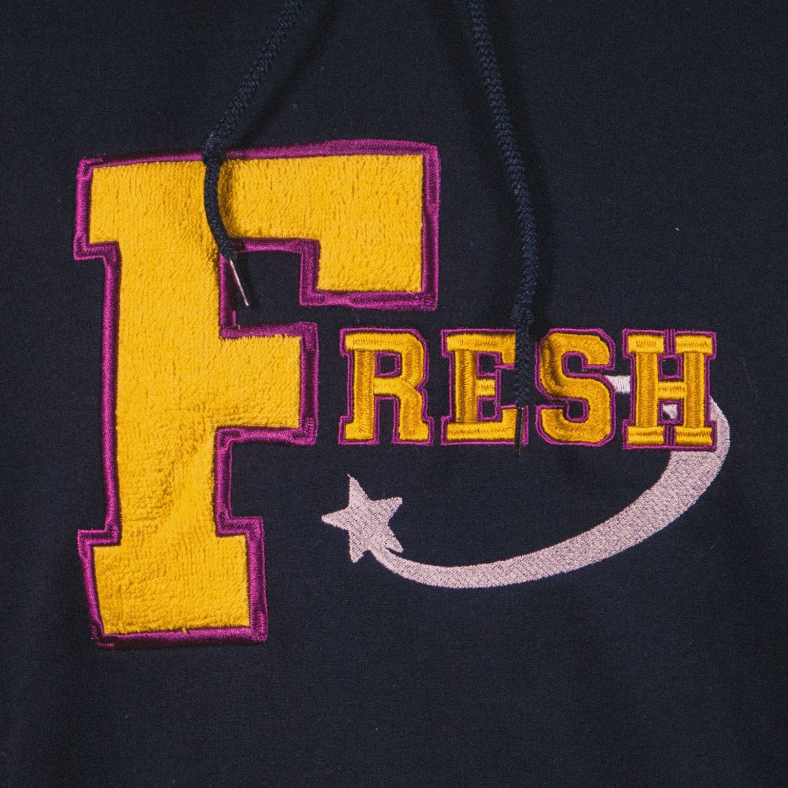 The Fresh Stuff – Varsity Unisex Embroidered Hoodie (Navy)