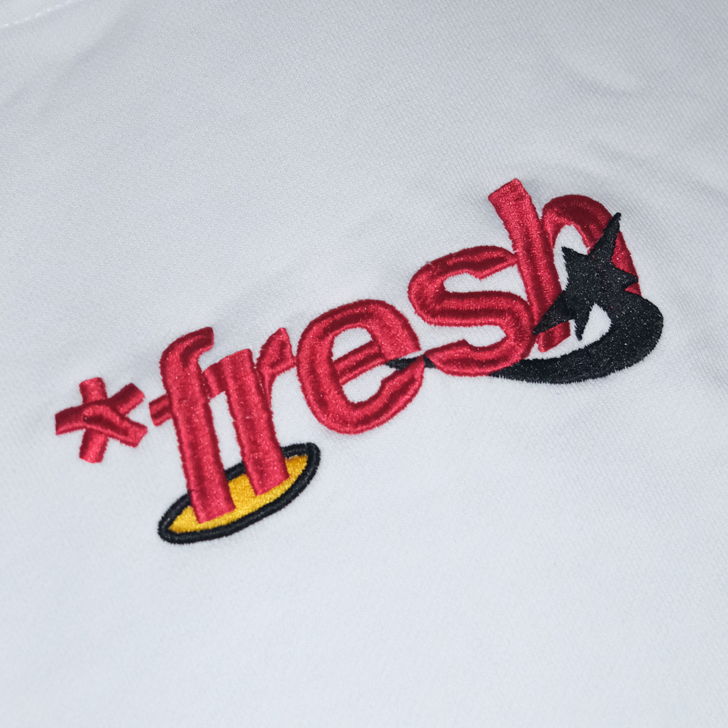 Fresh Asterisk Unisex Embroidered White Hoodie