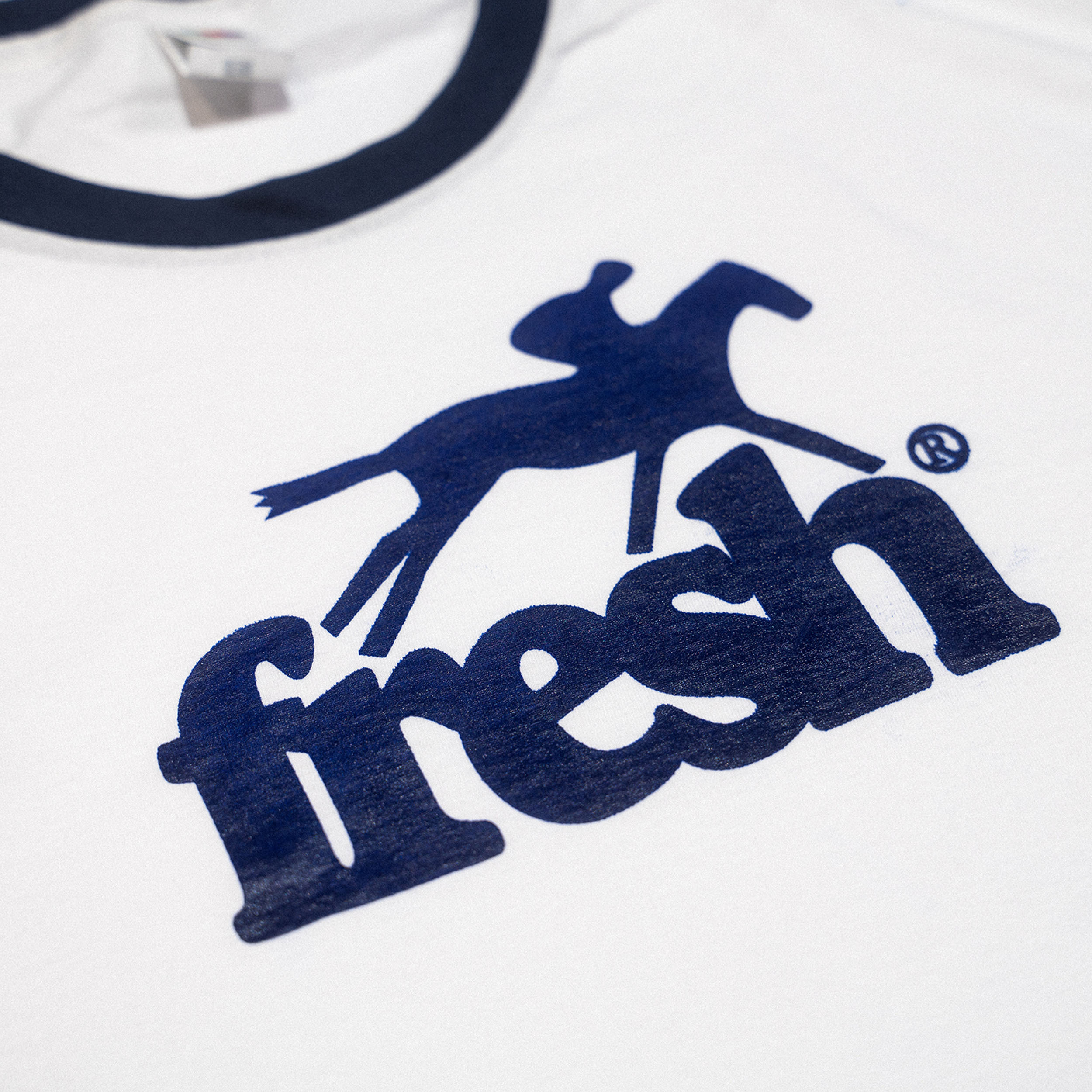 Fresh Canter Screen-Printed White/Navy Ringer T-Shirt